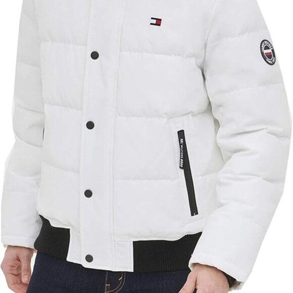 Tommy Hilfiger White Quilted Snorkel Bomber Parka Jacket M Streetwear winter - Picture 1 of 10